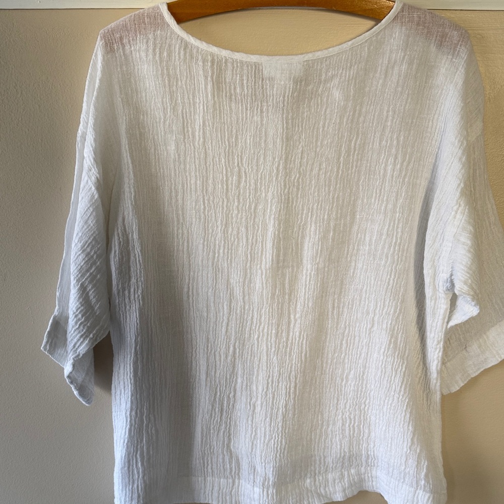Pure Jill Linen White Lightweight Gauze Button-Front Shirt - Picture 6 of 6